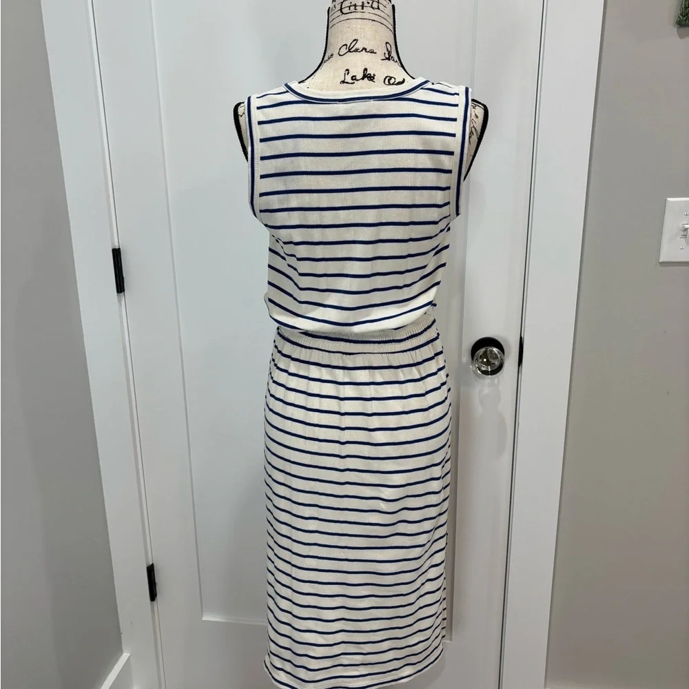 Evereve Alice Blue and White Striped Nautical Midi Dress - Picture 4 of 6